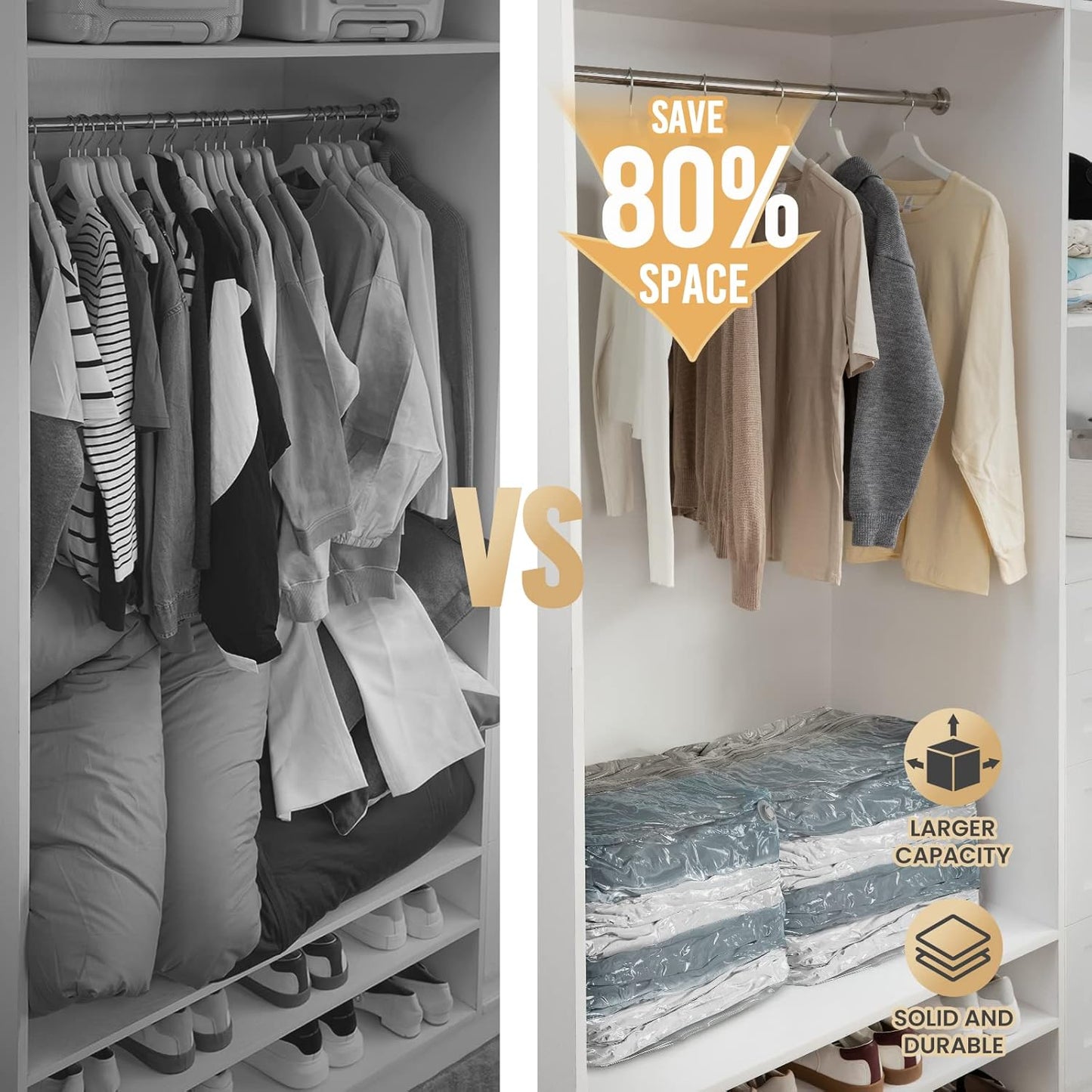 TAILI 10 Pack Vacuum Storage Bags, Jumbo Cube Space Saver Bags (31x40x15 Inch), Extra Large Vacuum Sealer Bags for Comforters Blankets Bedding Clothing, Closet Organizer, Cream