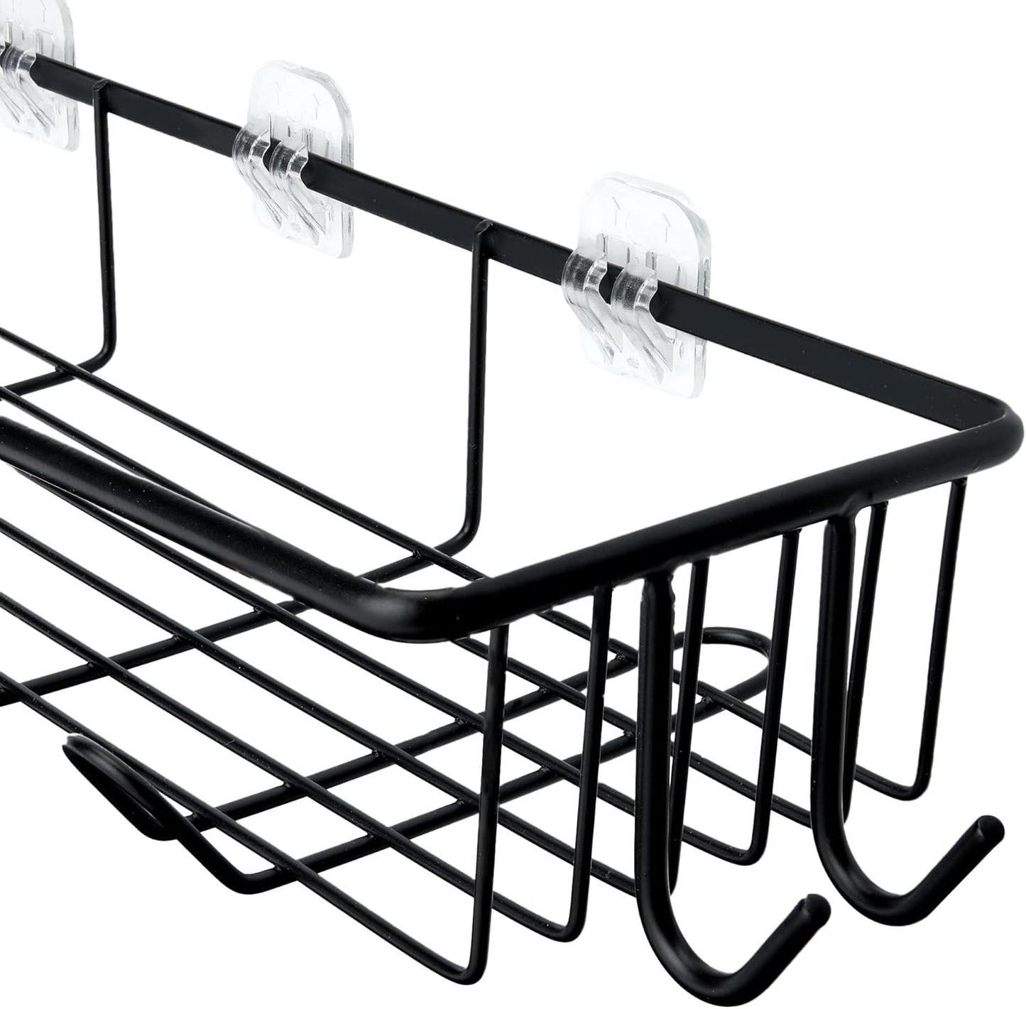 Amazon Basics Shower Organizer Caddy with Soap Holder, Stainless Steel, Black, Set of 5