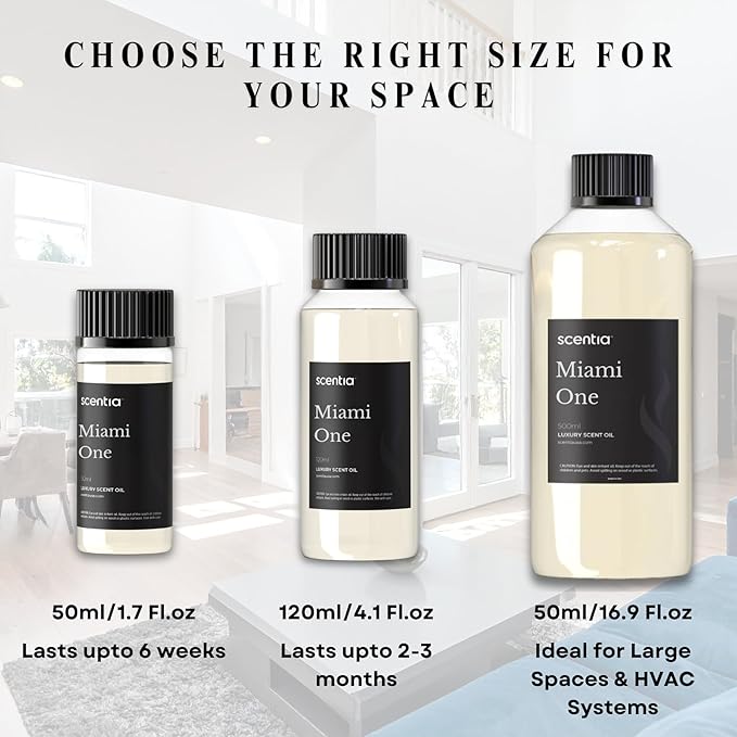 Scentia Miami One Diffuser Oil 120 ml – Aromatherapy Fragrance Oil Inspired by 1 Hotel® Miami Beach – Lemon & Sandalwood Essential Oil Blend for Diffusers – Made in USA – Holiday & Christmas Gift