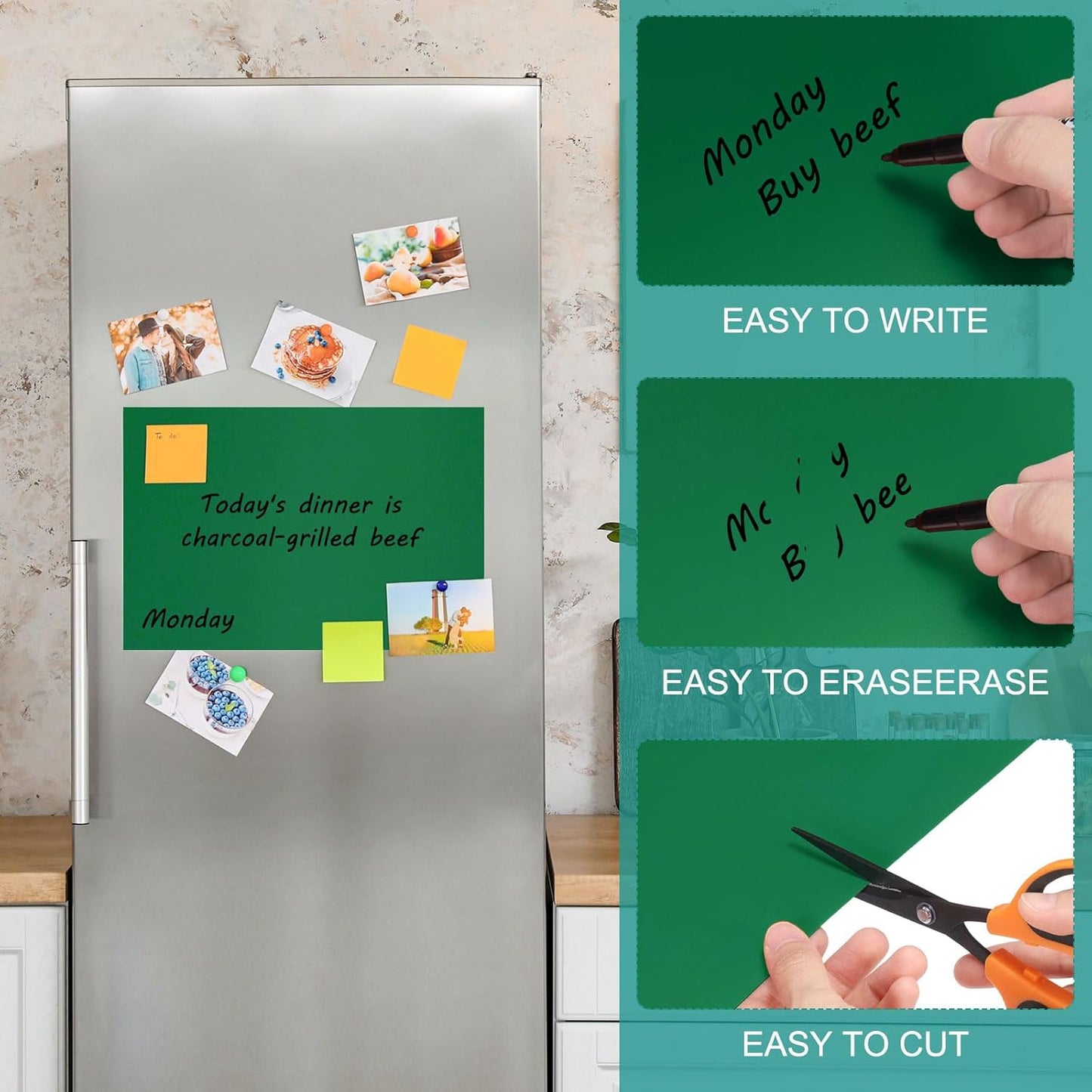 PATIKIL Magnetic Dry Erase Board Sheet for Fridge, 6 Pcs 12 x 8 Inch Erasable Refrigerator Whiteboard for Kitchen for Home Kitchen Organizer Planner Office Storage, Green (0.6mm)