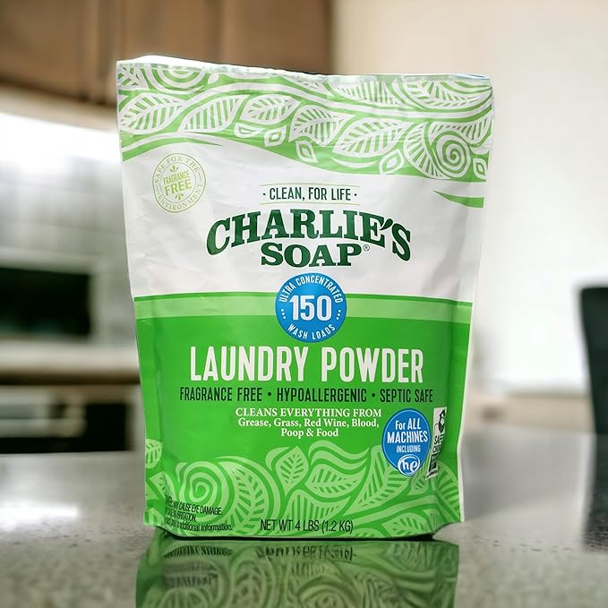 Charlie’s Soap Laundry Powder New (150 Loads, 1 Pack) Fragrance Free Hypoallergenic Plant Based Deep Cleaning Laundry Powder – Biodegradable Eco Friendly Sustainable Laundry Detergent