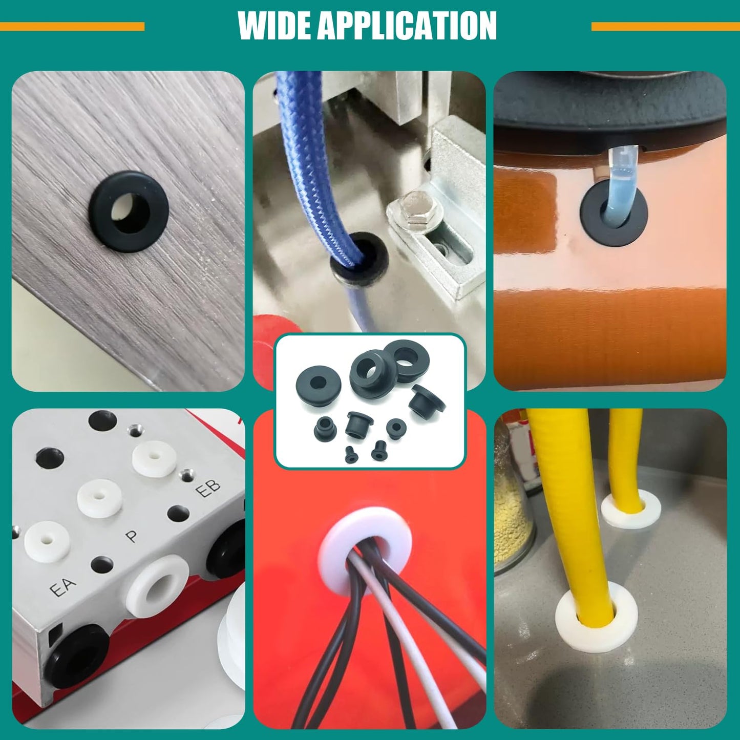 130PCS Silicone Rubber Grommets for Wiring, White Top Hat Rubber Grommet Assortment Kit, 9 Sizes Round Hole Rubber Wire Grommets for Automotive, Vinyl Tubing in Hydroponic and Irrigation Systems