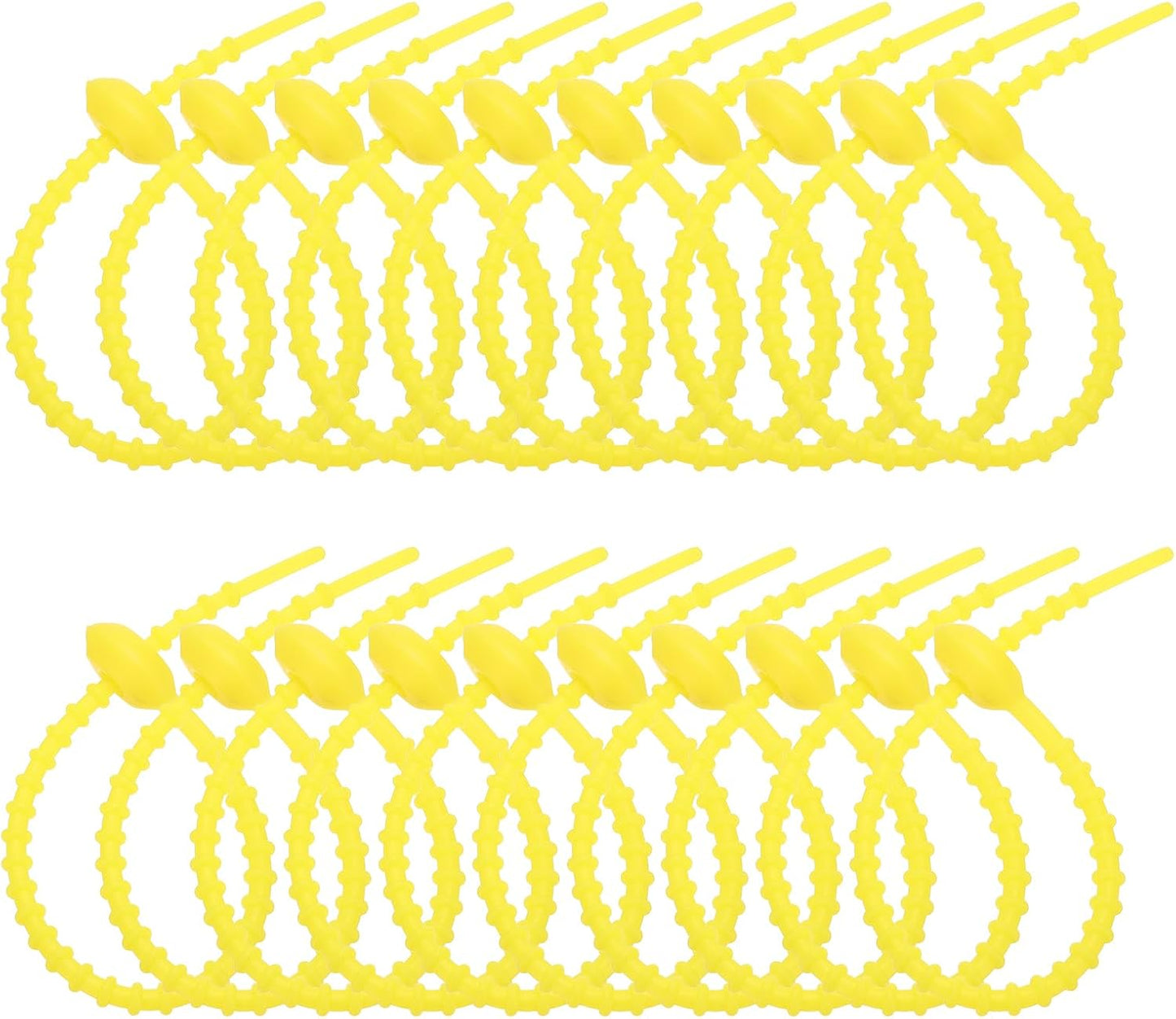 PATIKIL 8 Inch Silicone Cable Ties, 20pcs Rubber Reusable Twist Zip Ties Organizer for Home Office Kitchen Food bags Wires Adjustable Bag Clip, Fluorescent Yellow