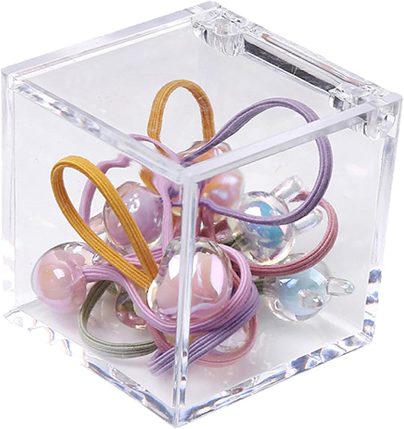 KissYou Acrylic Box with Lid Clear Square Cube Face Towel Storage Box Desk Organizers Aesthetic Hair Accessories Gift Box
