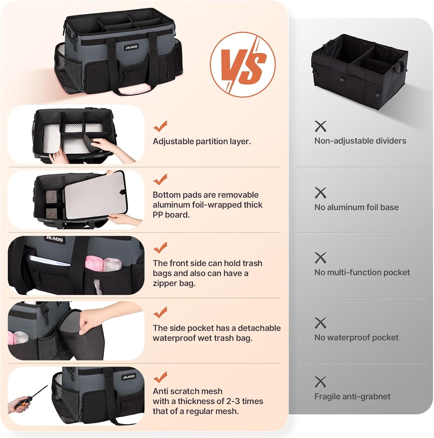 Large Wearable Cleaning Caddy Bags,Cleaning Supplies Storage Bag with Handles and Adjustable Shoulder Strap and Removable Waist Straps,Waterproof Cleaning Bags for Home,Car,Office (Gray)