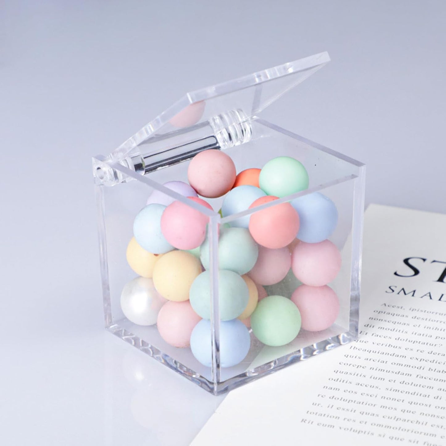 KissYou Small Acrylic Box with Lid Clear Hinged Lid Box Coffee Pod Holder Clear Candy Contanier Transparent Lucite Square Cube