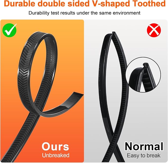 Zip Ties Heavy Duty ，12+12+18 Inch V-Shaped Toothed Double Sided Assorted Size With 200 LBS Tensile Strength Cable Wire Ties Adjustable More Durable Nylon Tie Wraps for Indoor Outdoor（150 Pack）
