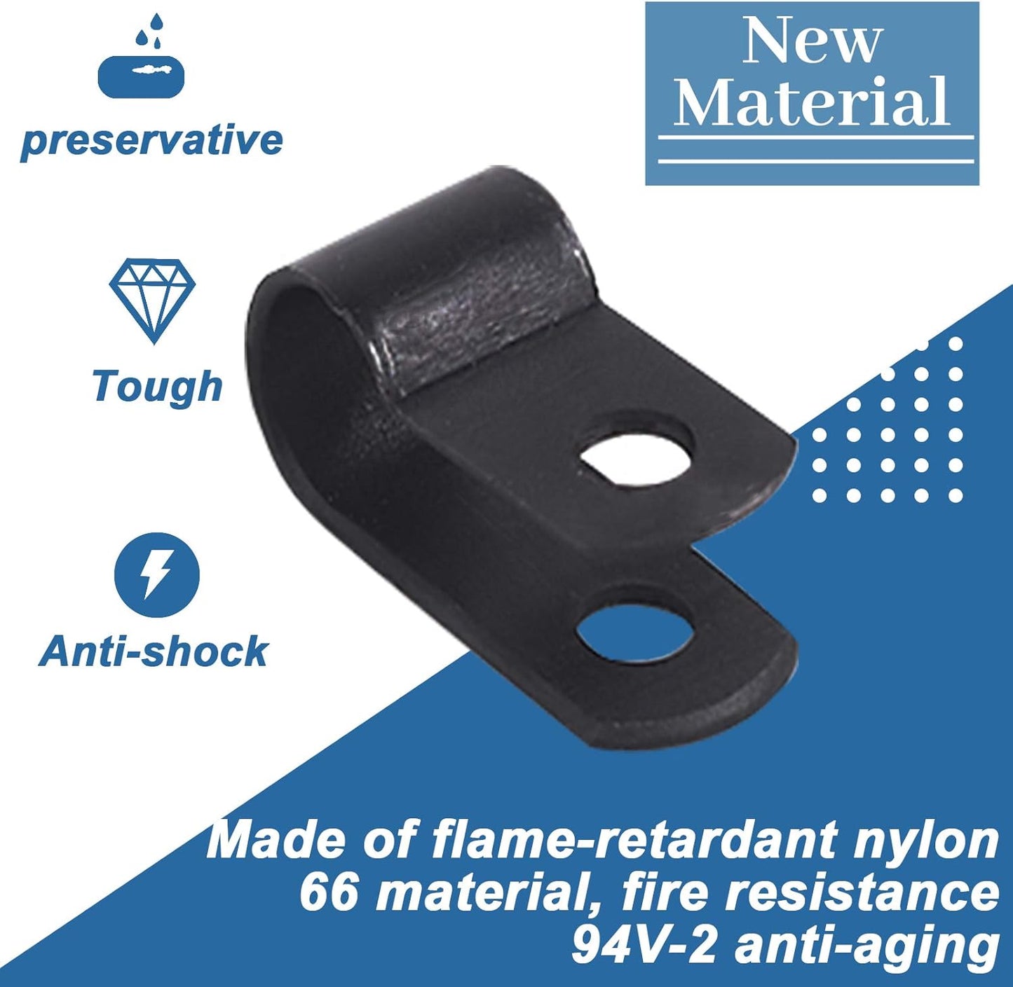 Glarks 120Pcs 1/4 Inch Black Nylon Screw Mounting R-Type Cable Clip Wire Clamp with 120Pcs Screws for Wire, Cable, Conduit and Cable Conduit Kit (Black)