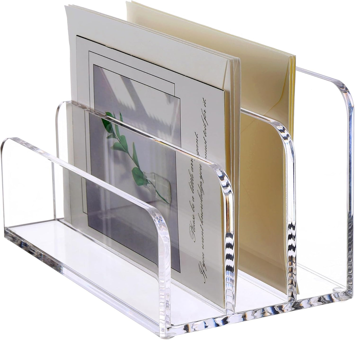SANRUI 3 Compartments Mail Organizer Letter Holder for Desk ,Vertical Letter Holder,File Sorter Acrylic Desk Organizer Office Supplies,Clear
