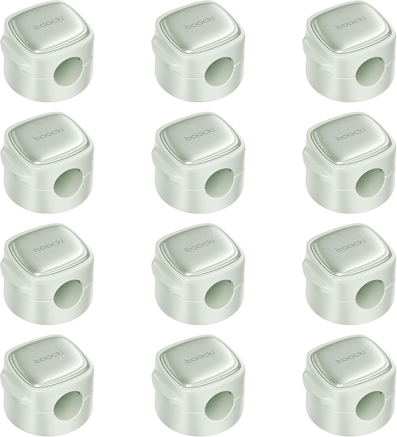 12 Pack Magnetic Cable Clips – Cord Organizer & Holder, Toocki Adhesive Cable Management, Wire Holder for USB Charging Cables, Ideal for Home, Office, Car, Desk, and Nightstand-Green