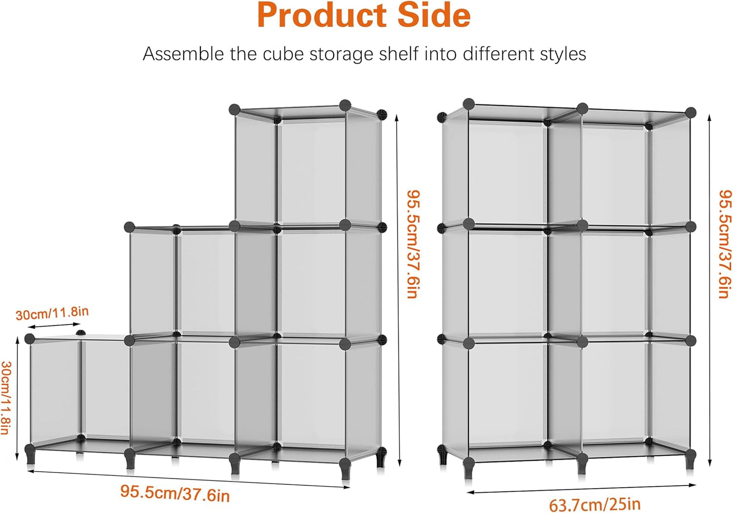 HOMIDEC 6 Light Grey Cube Storage Organizer, Modular Storage Shelf with Hammer, Cube Storage Bin Cabinet Closet Bookshelf for Living Room, Bedroom, Office, Each Cubes Size 11.8 x 11.8 inch