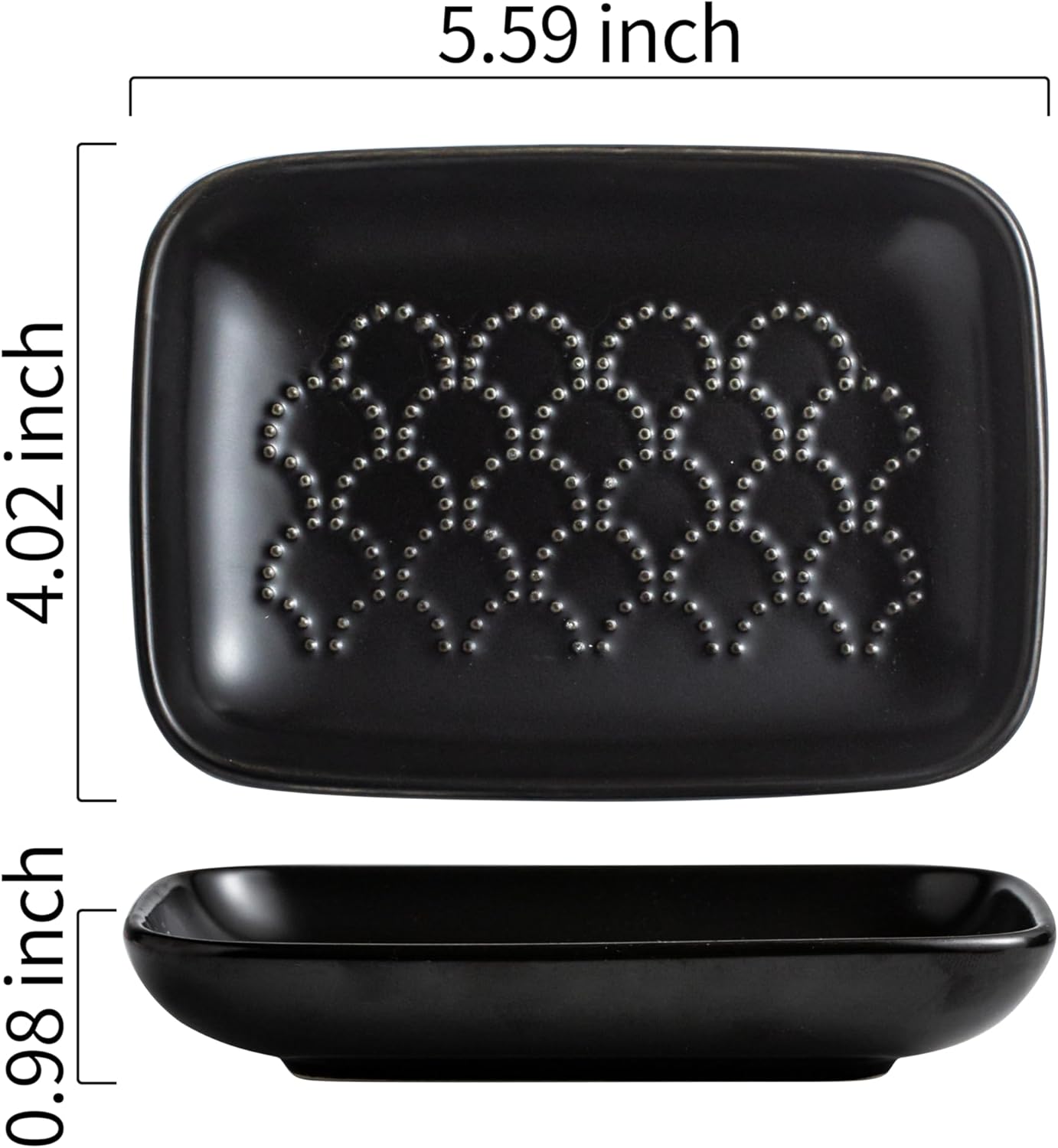Gomakren Soap Dish for Shower, Ceramic Soap Dishes for Bar Soap Sponge, Christmas Shower Soap Holder Saver Tray for Bathroom Kitchen Sink, Easy to Clean, Black