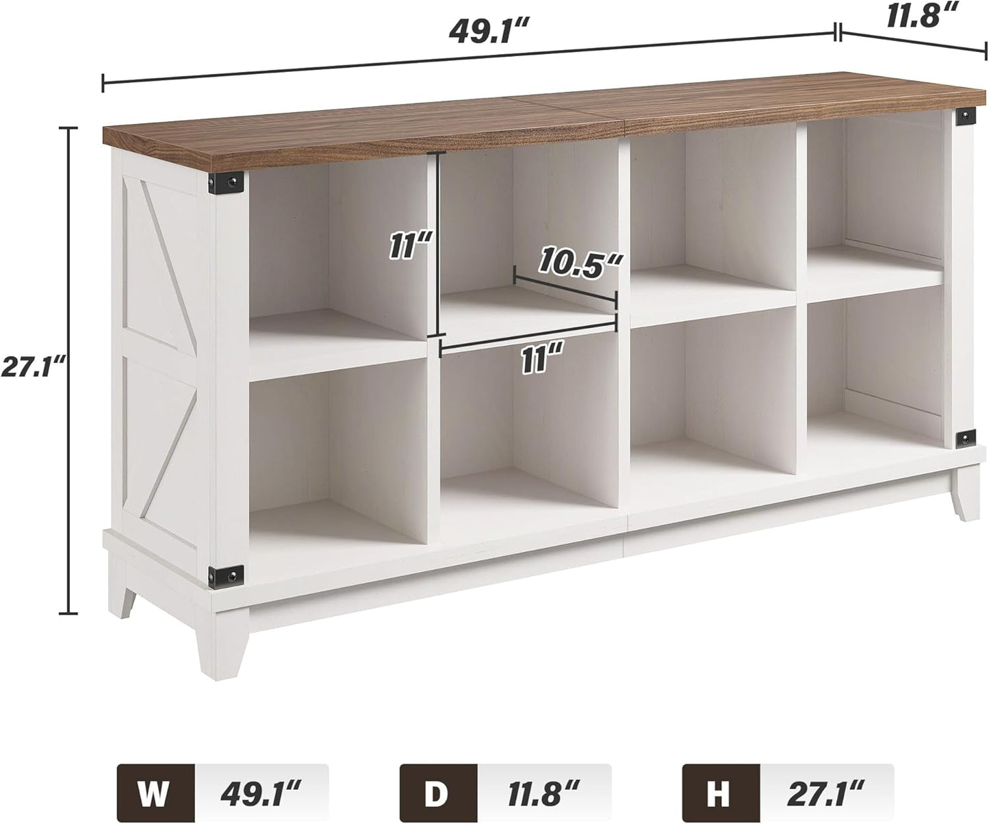 EnHomee 8 Cube Storage Organizer, Cube Organizer with Storage, Book Shelf for Bedroom and Home Office,White,Wood