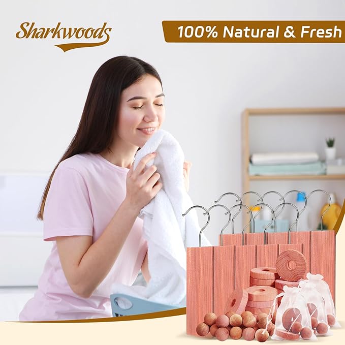 Cedar Blocks for Clothes Storage 55 Pack, 100% Natural Aromatic Cedar Chips and Cedar Wood Balls for Closets & Drawers Freshener