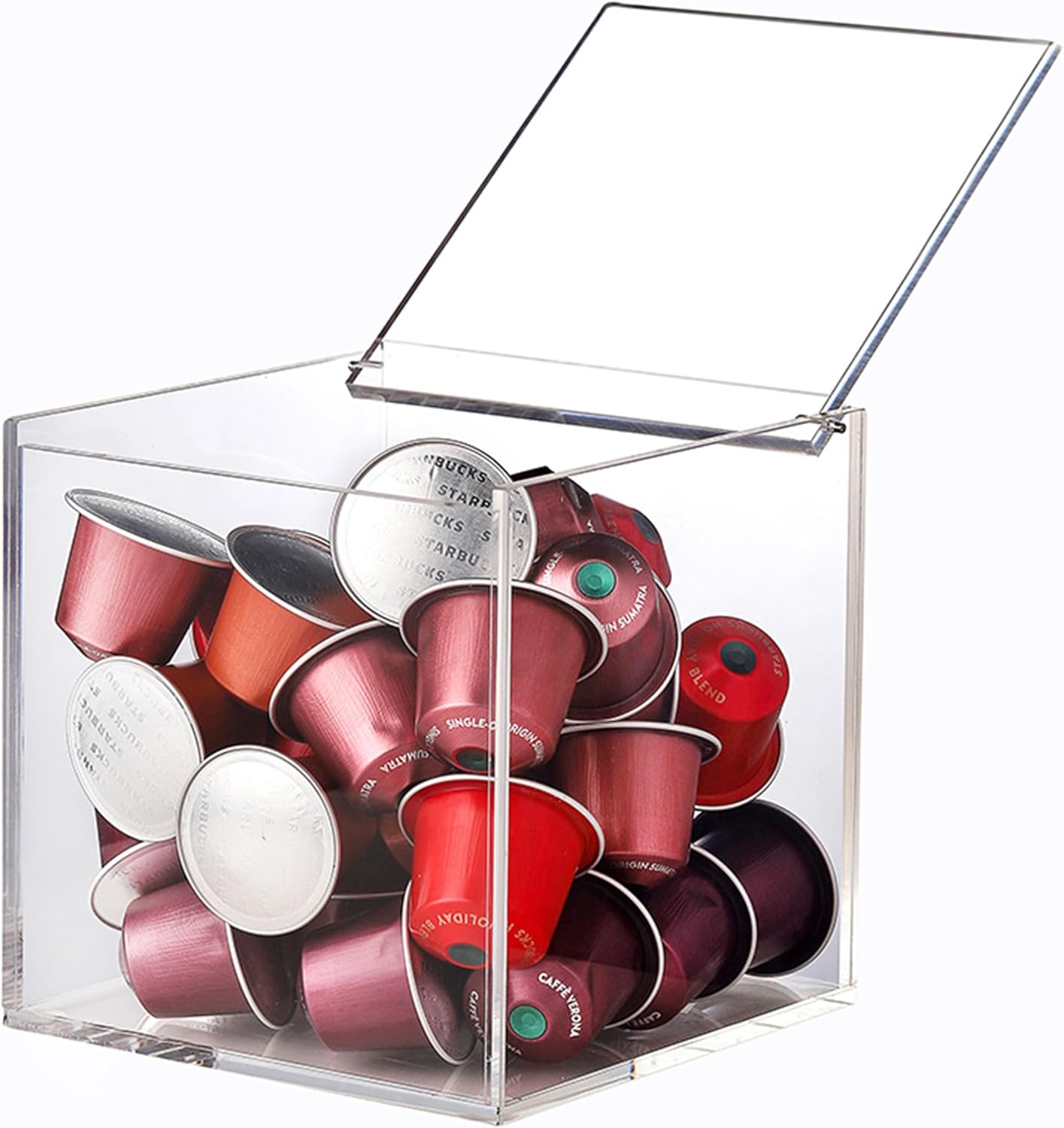 KissYou Acrylic Box with Lid Coffee Pod Holder Organizers Storage Contanier Clear Box for House and Office Transparent Case