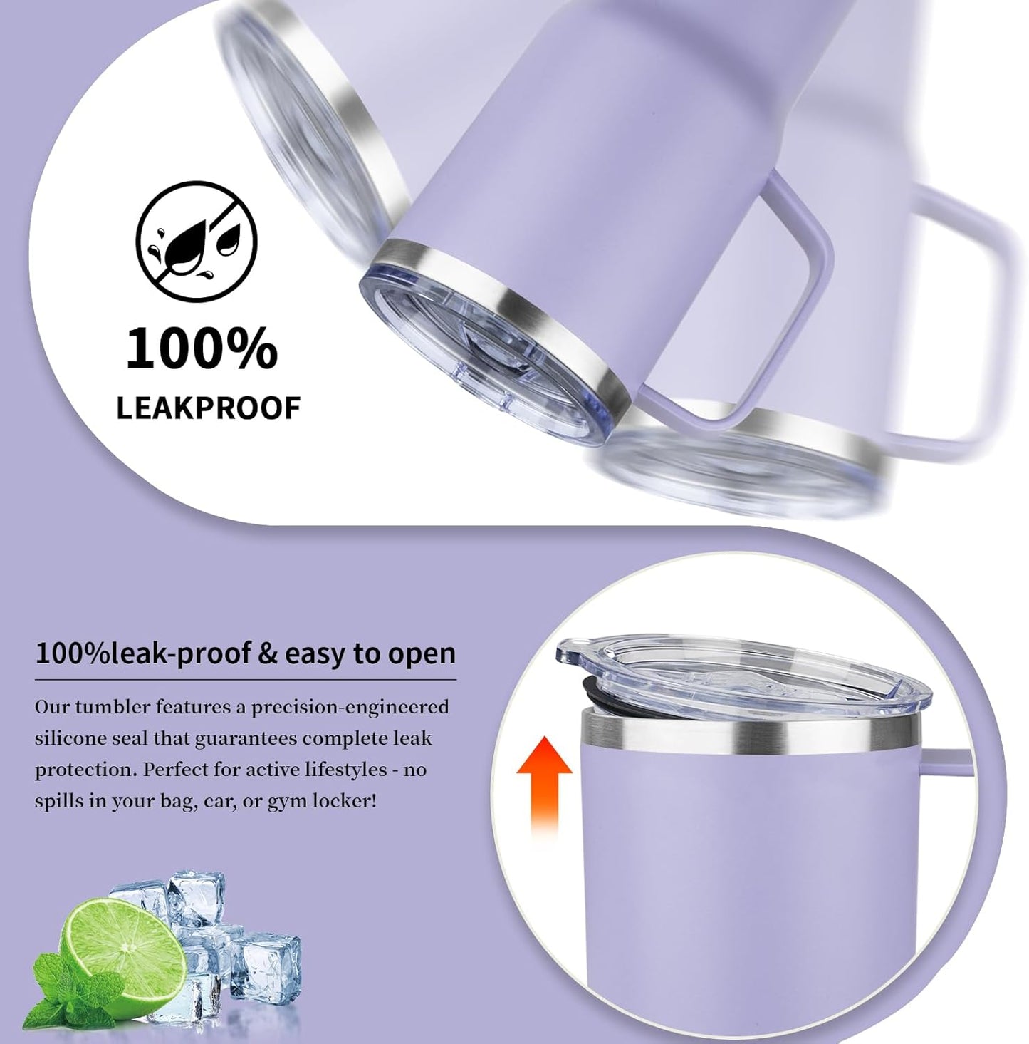 20oz Insulated Tumbler with Handle Stainless Steel Travel Coffee Mug with Lid and Straw Double Wall Vacuum Leak-proof Reusable Thermal Water Cup for Hot and Cold Drinks (Multicolor-6,4 Pack)