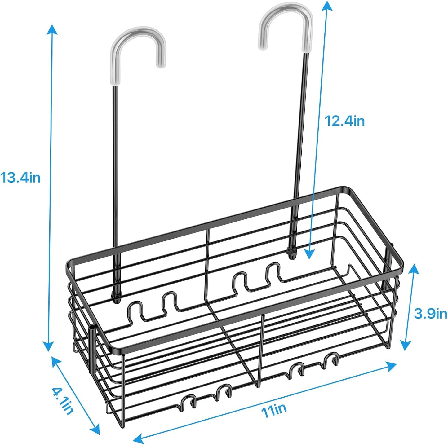 YUOROS Hanging Shower Caddy, Over the Door Shower Organizer Rack 304 Stainless Steel Rustproof (Black)