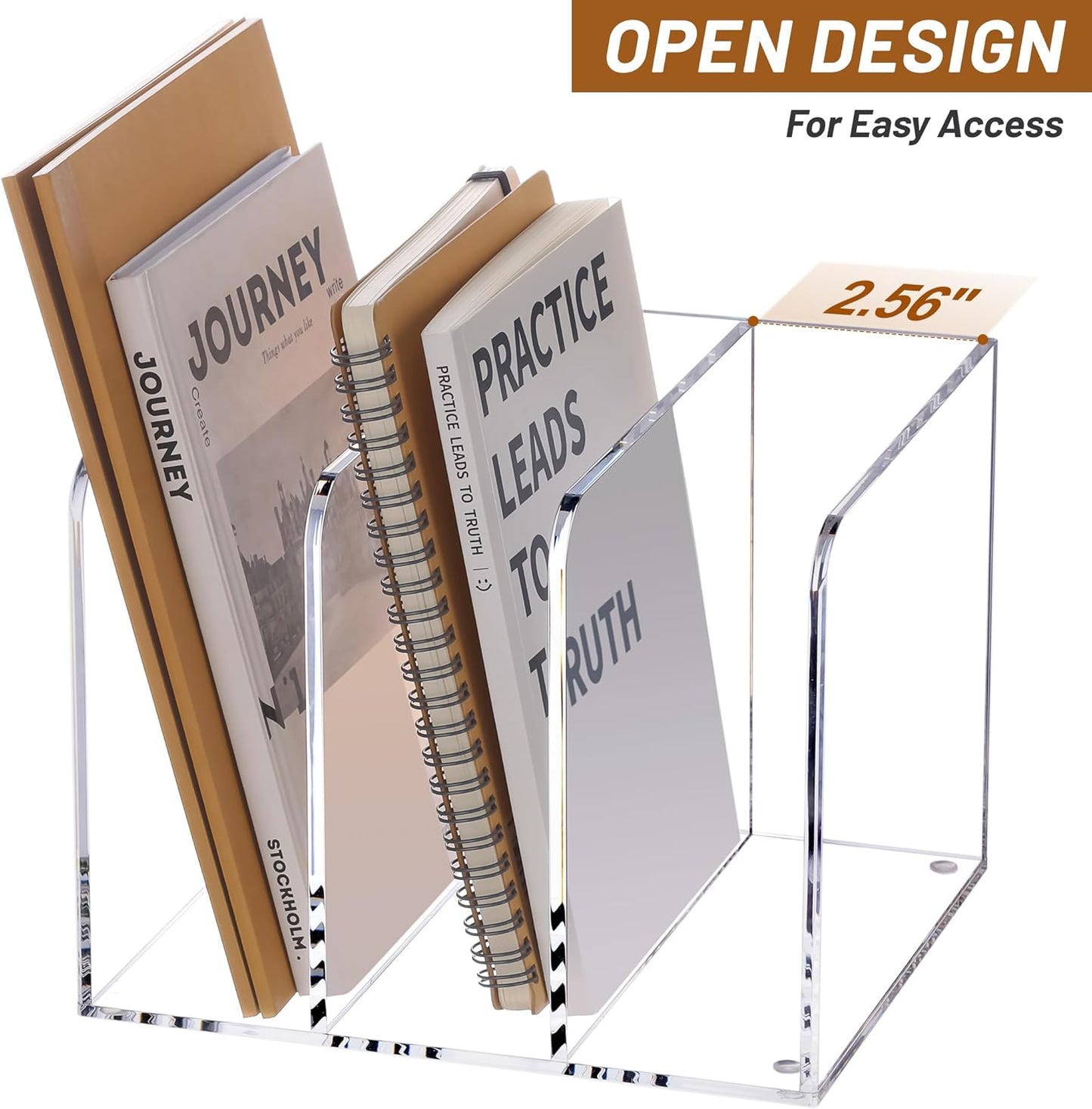 SANRUI Acrylic Magazine Holder Desk Organizer, Clear File Organizer with 3 Vertical Compartments, Magazine File Holder for Home Office, Classroom,B5 Size