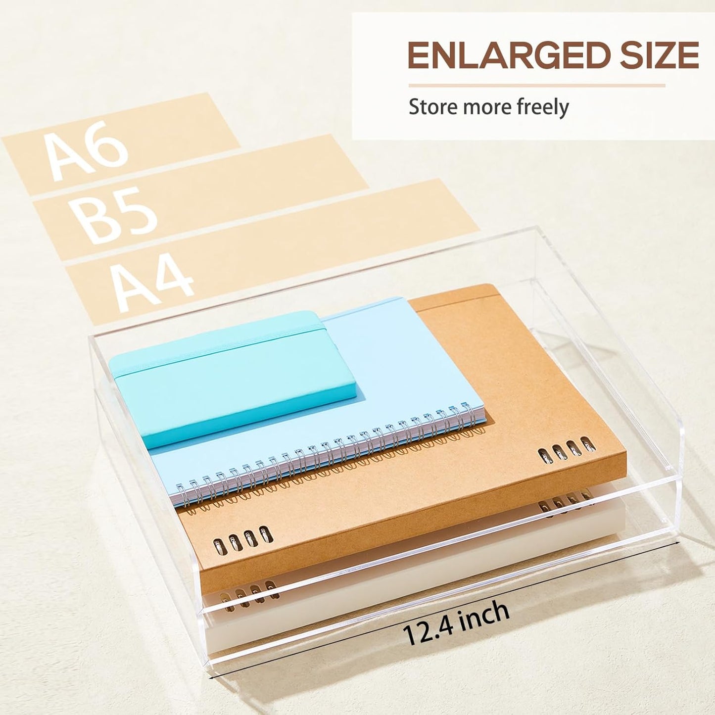 Harloon 4 Tier Acrylic Paper Tray Paper Organizer for Desk Clear File Organizer 12. 4 x 8. 9 x 1. 7 Inches File Tray for Office Workspace Desktop Storage, No Need to Assemble(Transparent)