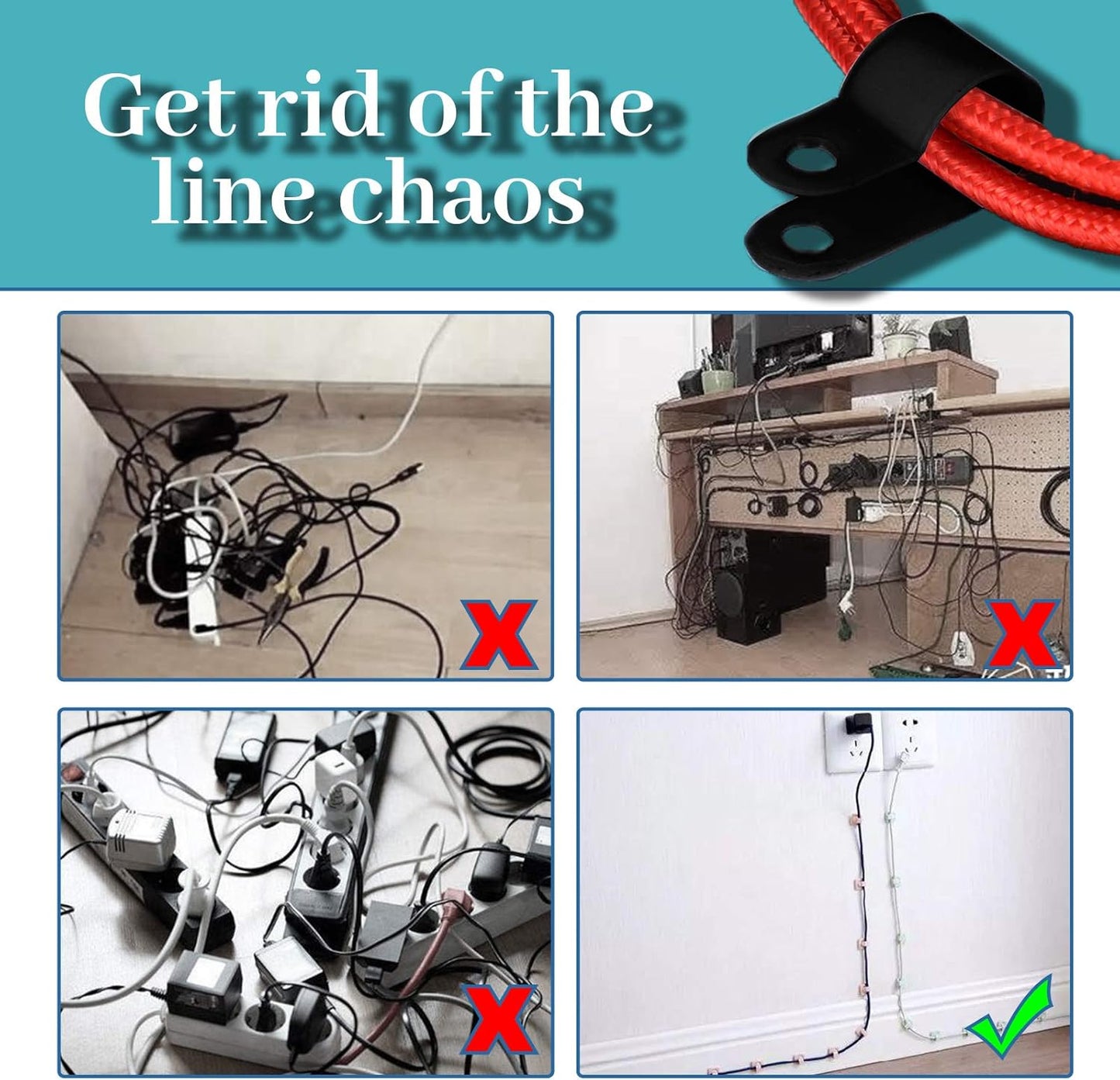 Glarks 120Pcs 5/8 Inch Black Nylon Screw Mounting R-Type Cable Clip Wire Clamp with 120Pcs Screws for Wire, Cable, Conduit and Cable Conduit Kit (Black)