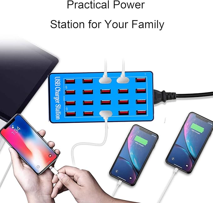 MaxLax USB Charging Station, 20-Port 100W/20A Multi-USB Charger Station for Smartphones, Tablets, and Other Devices