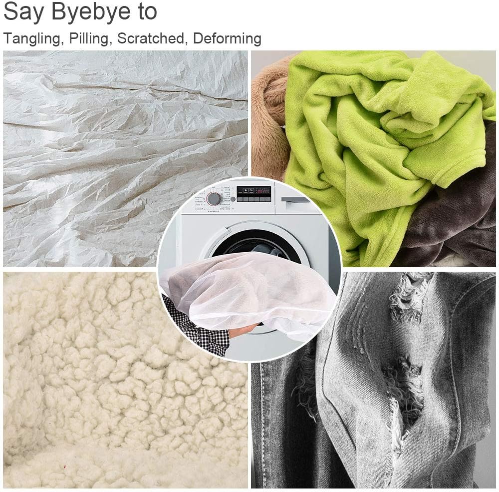 OTraki Mesh Laundry Bag for Delicates 2 Pack Garment Wash Bag 24 x 32 inch Zippered Large Washing Machine Bags for Sweater Dirty Clothes Washer Dryer Net Protector Travel College Dorm Organizer