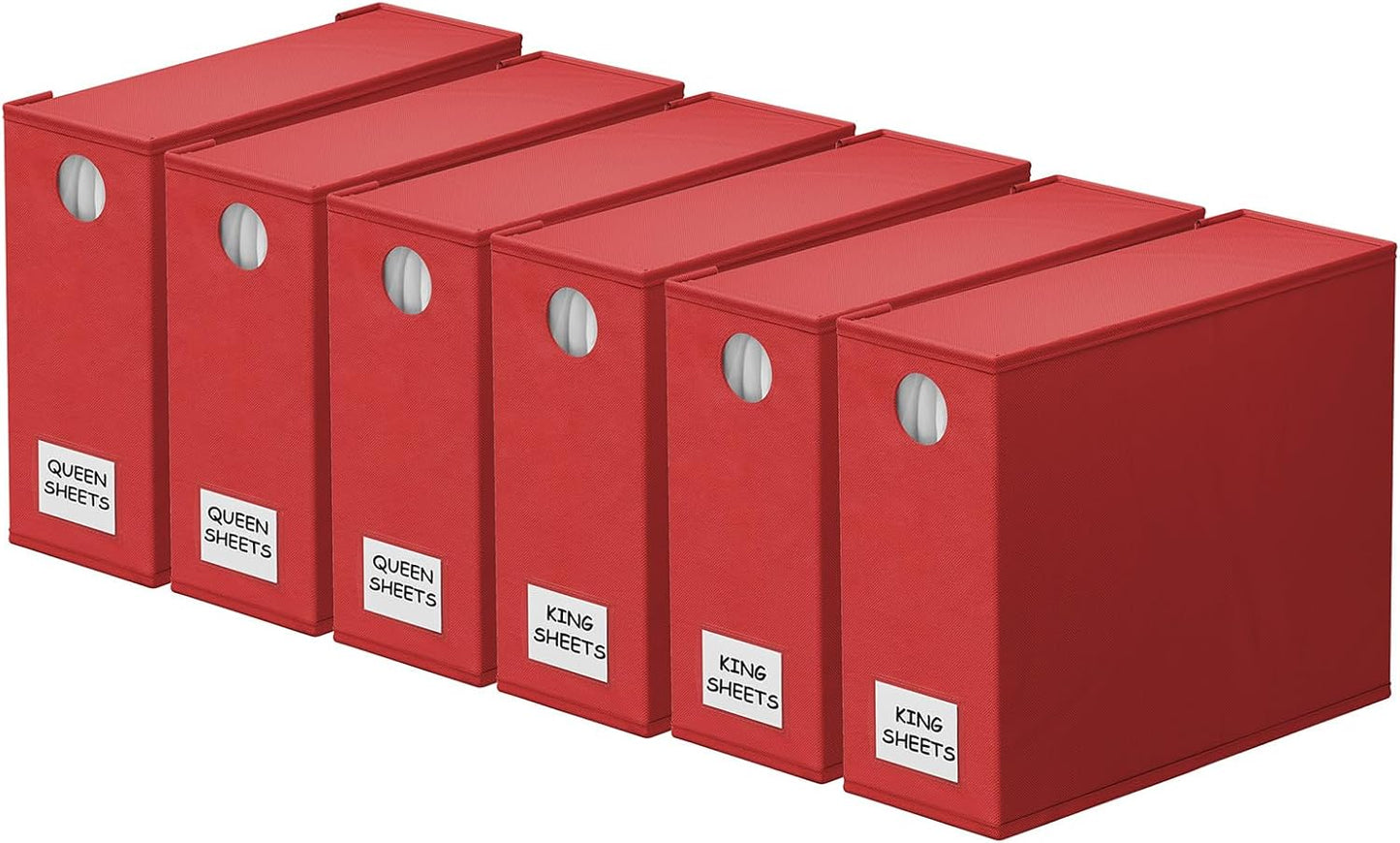 SpaceAid 6 Pack Bed Sheet Organizers and Storage, Foldable Sheet Organizer with Window for Linen Closet, Set Folder Keeper for Queen & King Size Bedding Storage (Red)