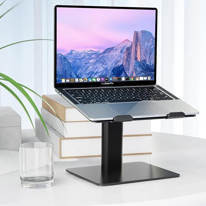 BESIGN LSX6 Computer Holder Stand, Ergonomic Adjustable Notebook Riser for Standing Work, Compatible with Air, Pro, Dell, HP, Lenovo More 10-14" Laptops, Black
