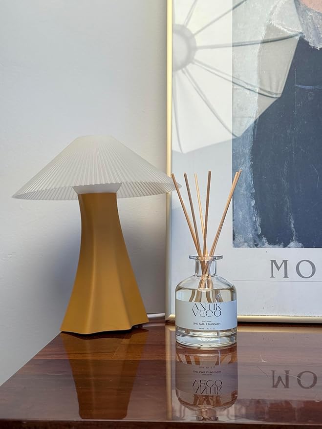 Lime Basil & Mandarin Reed Diffuser – Citrus & Herbal Diffuser for Home 6.7 fl oz – 8 Rattan Sticks – Premium Aromatherapy Oil – Elegant Glass Bottle – 90 Day Long Lasting Diffuser Set