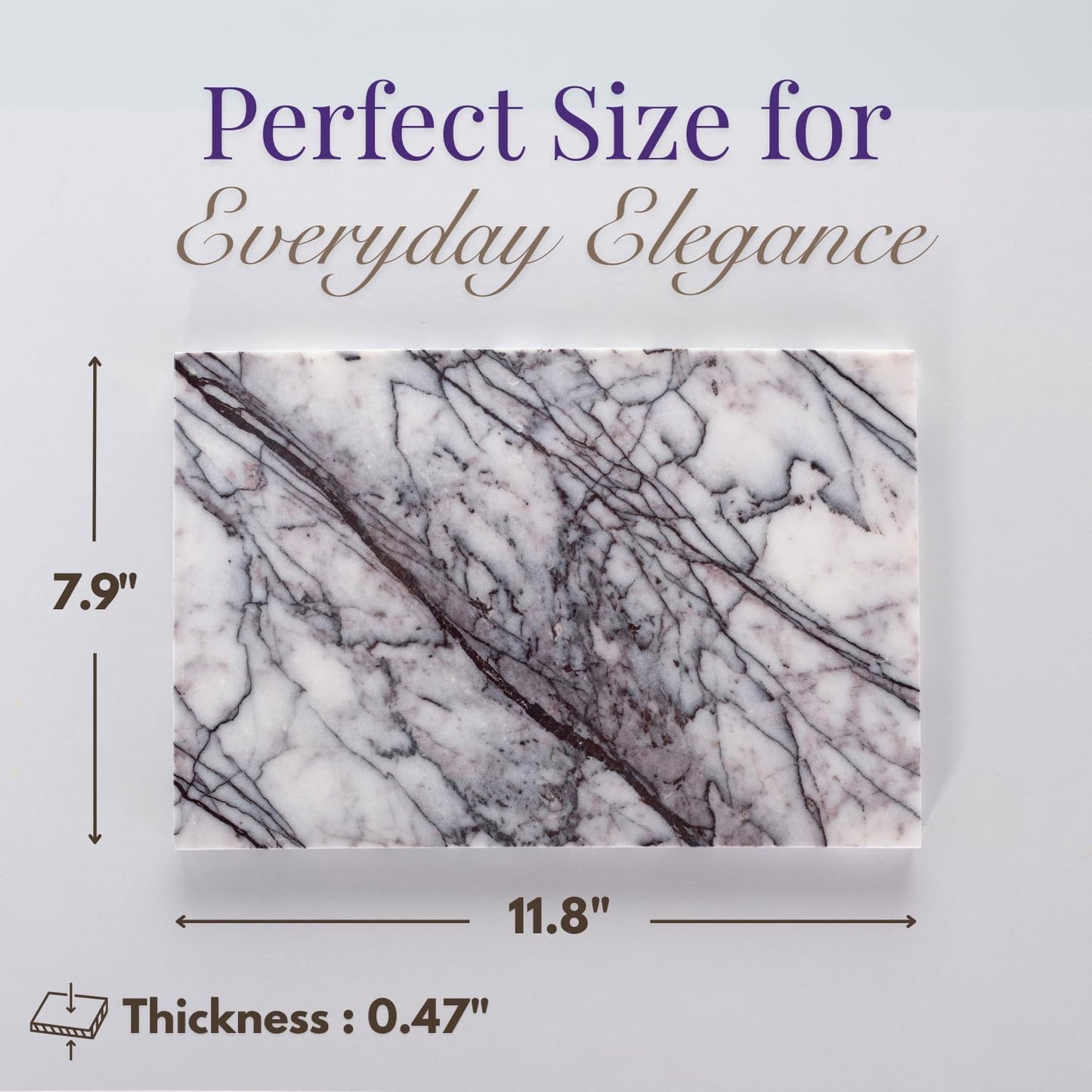 Handcrafted Marble Tray – Bathroom Counter Organizer, Jewelry Tray, Perfume Organizer & Decorative Tray for Vanity Accessories, Coffee Table Decor & Bathroom Countertop (Rectangular, Leilac)