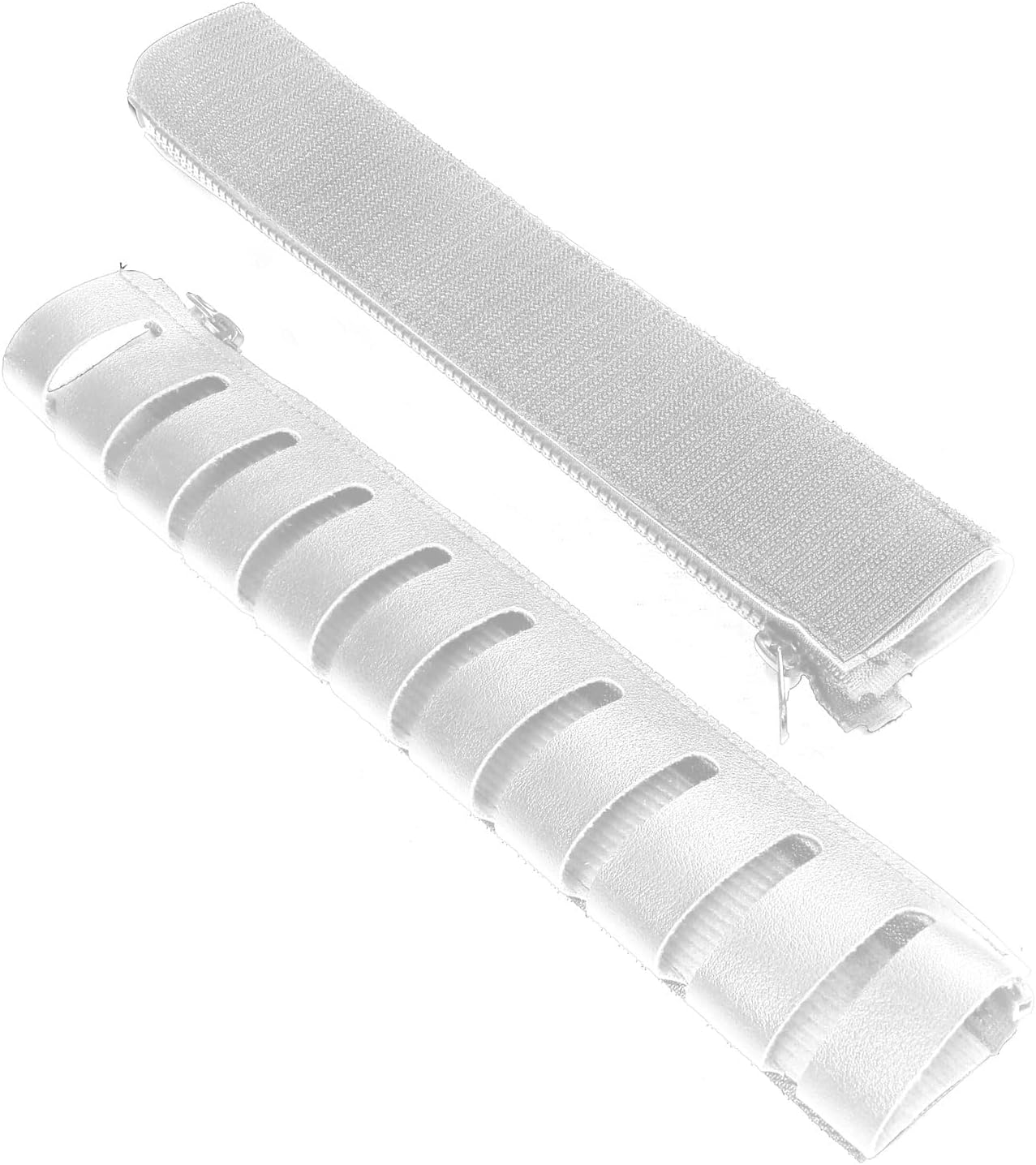 Under Desk Cable Organizer 2-Pack – PU Leather, Zipper Closure with 10 Cable Slots, Tool-Free Mount, Connectable Design for Home and Office Wire Management (White)