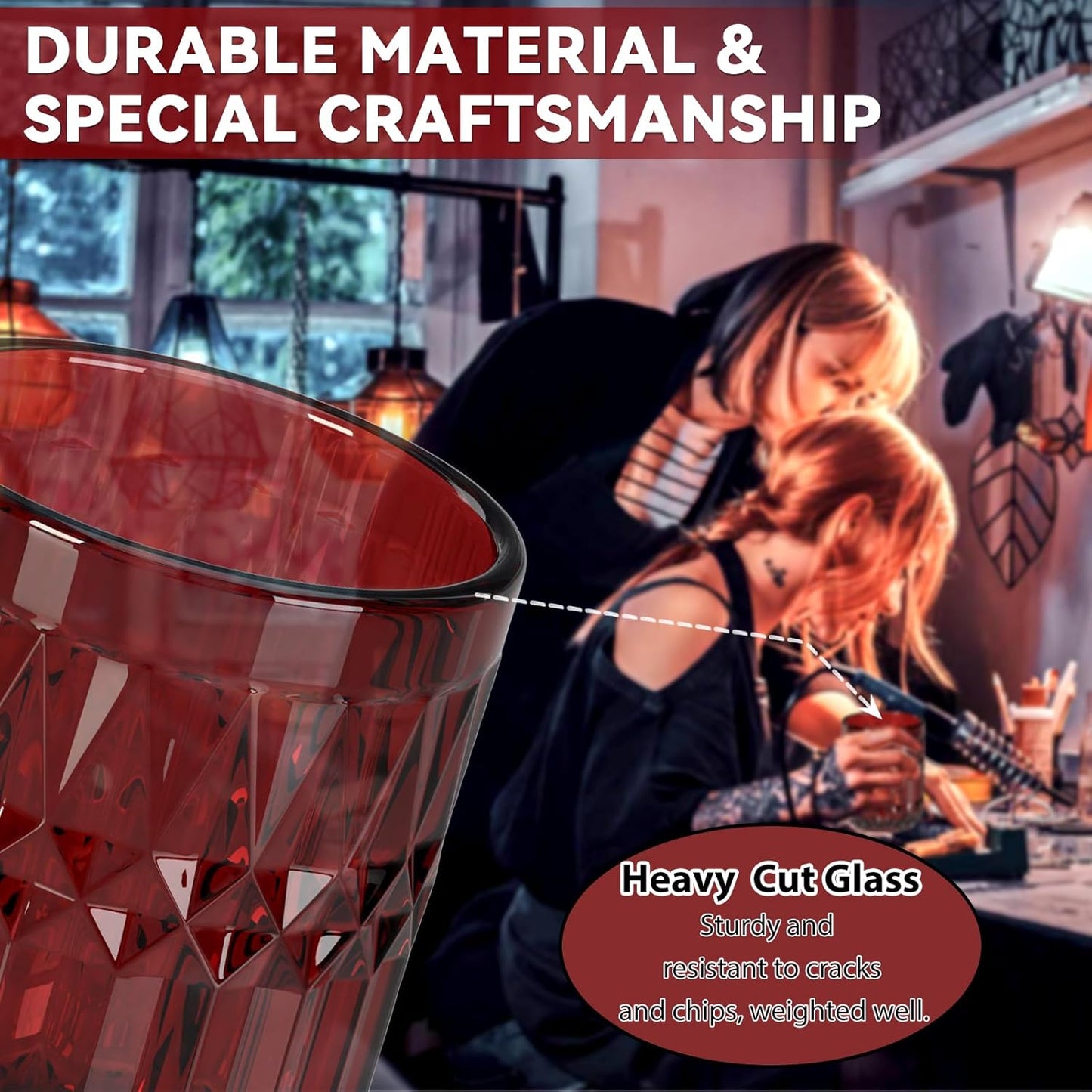 5Pcs Bathroom Accessories Set, Glass Soap Dispenser Set with Rust Proof Stainless Steel Pump, Soap Holder, Toothbrush Holder, Tumbler, Cotton Swab Jars, Red Bathroom Set Bathroom Decor Sets Gift