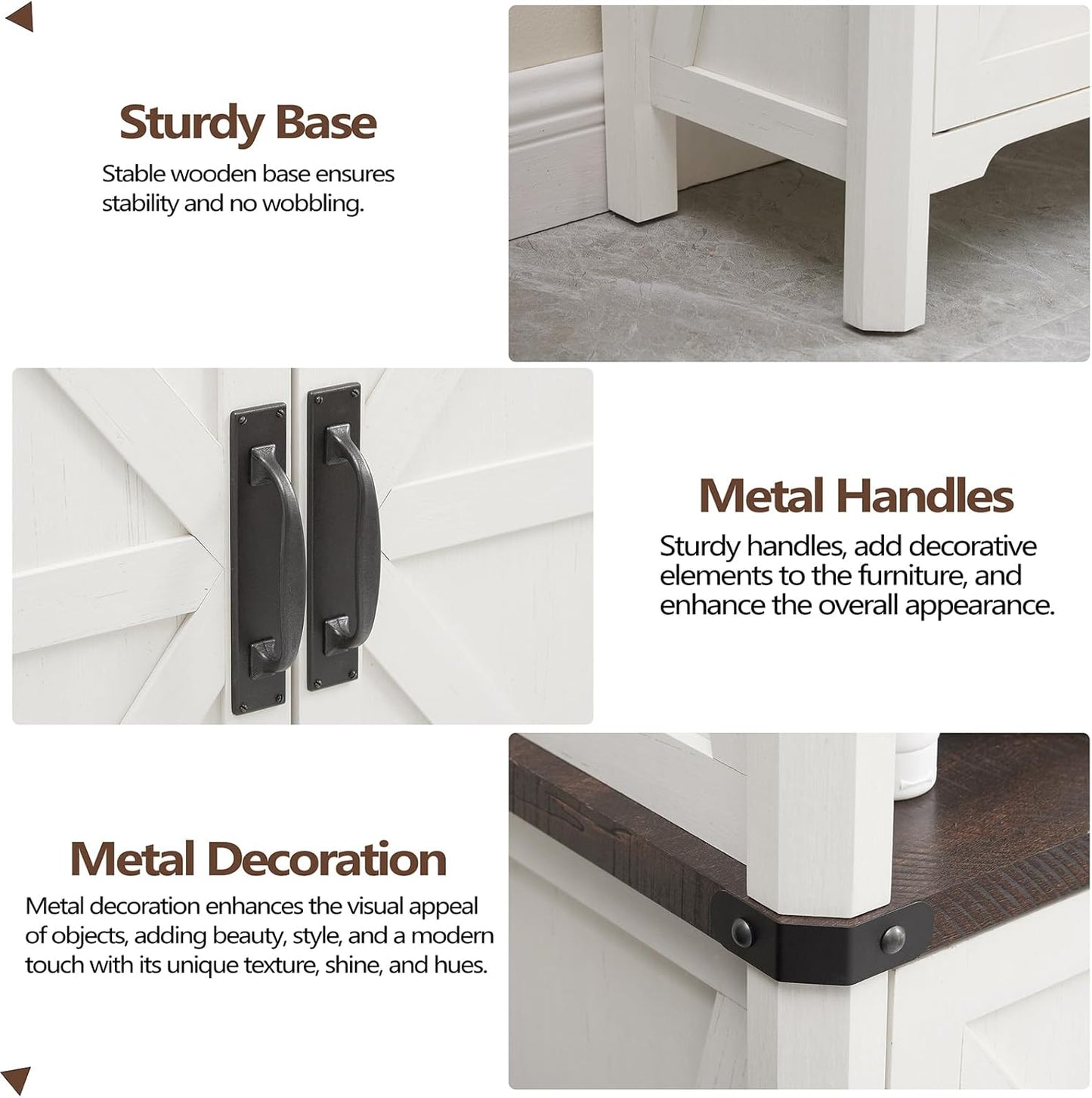 70.87 Tall Bathroom Storage Cabinet, Farmhouse Storage Cabinet with 2 Barn Doors and Adjustable Shelves, Bathroom Organizer for Living Room, Entryway, Kitchen (Antique White)