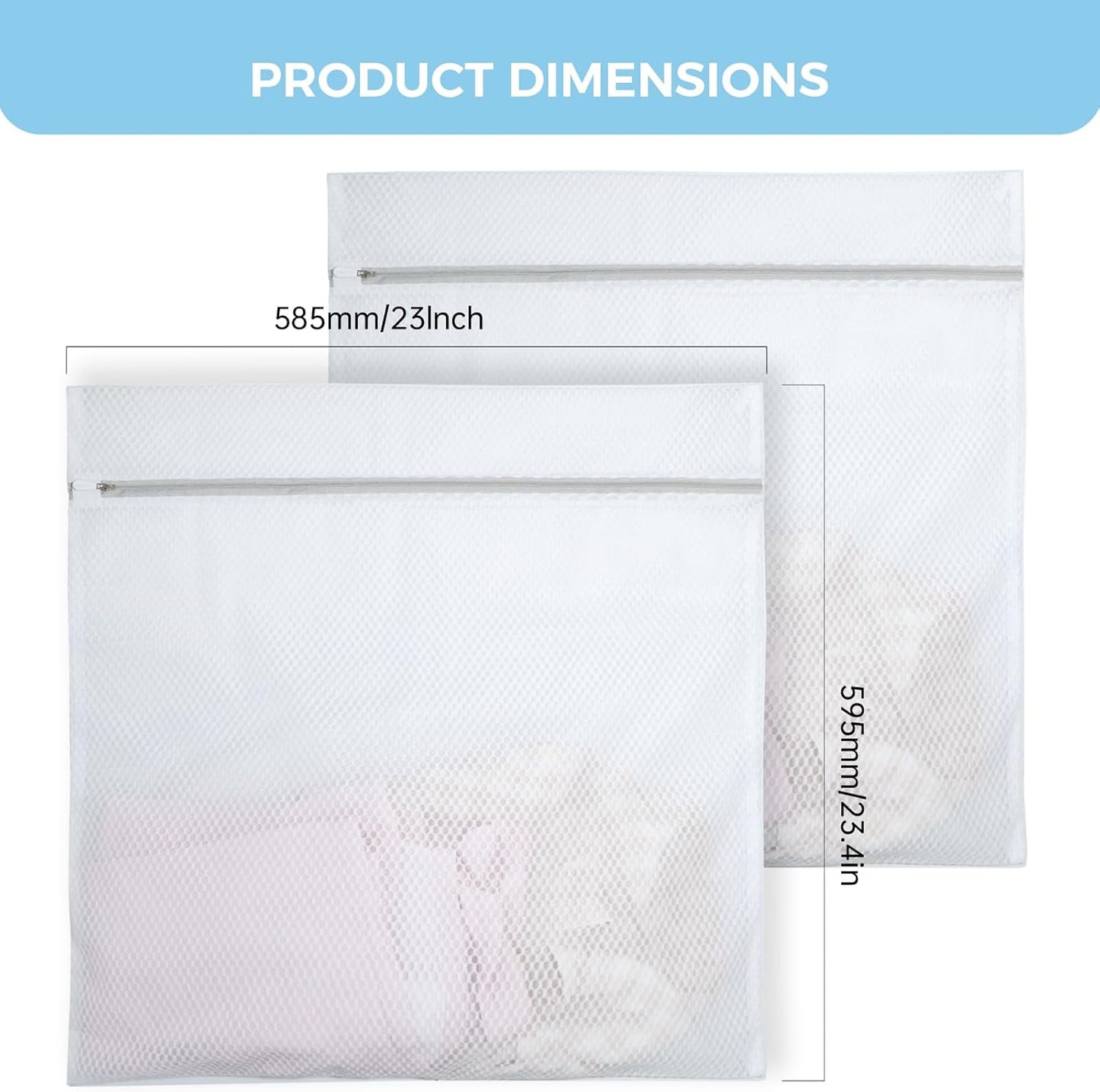 (2 PCS) Large 24x24" Honeycomb Mesh Laundry Bags - Delicates, Lingerie, Bra, Garment Wash - Durable Mesh Wash Bags for Washing Machine - Travel & Laundry Room Organization