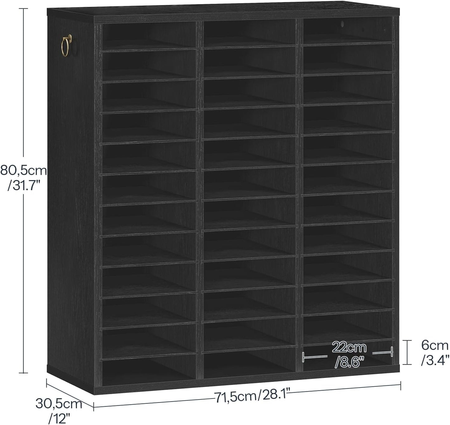 HOOBRO Literature Organizer, 36 Compartments Wooden Mail Organizer, Countertop Literature Sorter with Adjustable Shelves for Home, Office, School, Student Mailbox for Classroom, Black BK123WF01