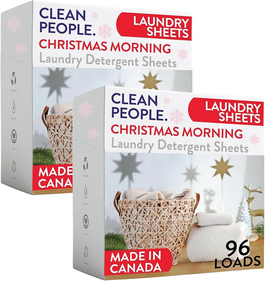 The Clean People Laundry Detergent Sheets - Laundry Soap - Ultra Concentrated, Recyclable Packaging, Stain Fighting - Christmas Morning (192 Count)
