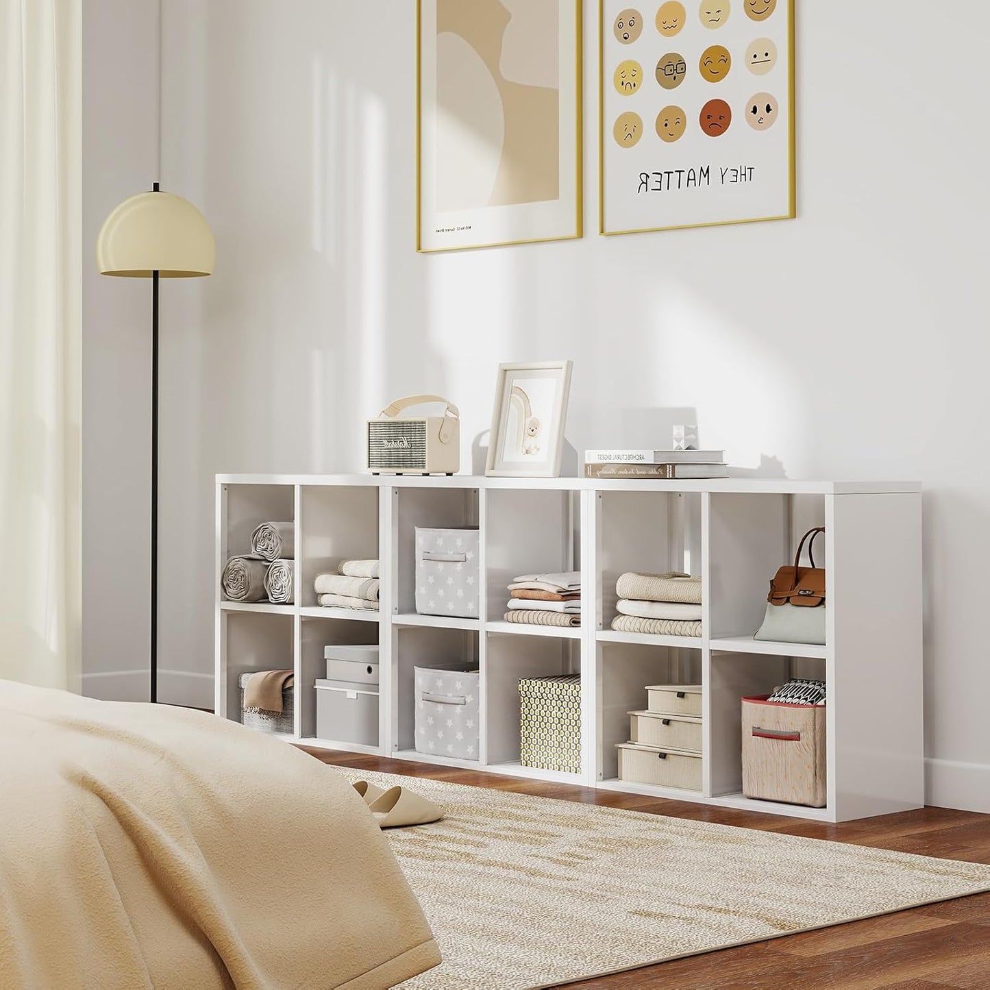 4 Cube Book Shelf - High-Strength Steel Cube Storage Organizer with Open Display Shelves for Living Room