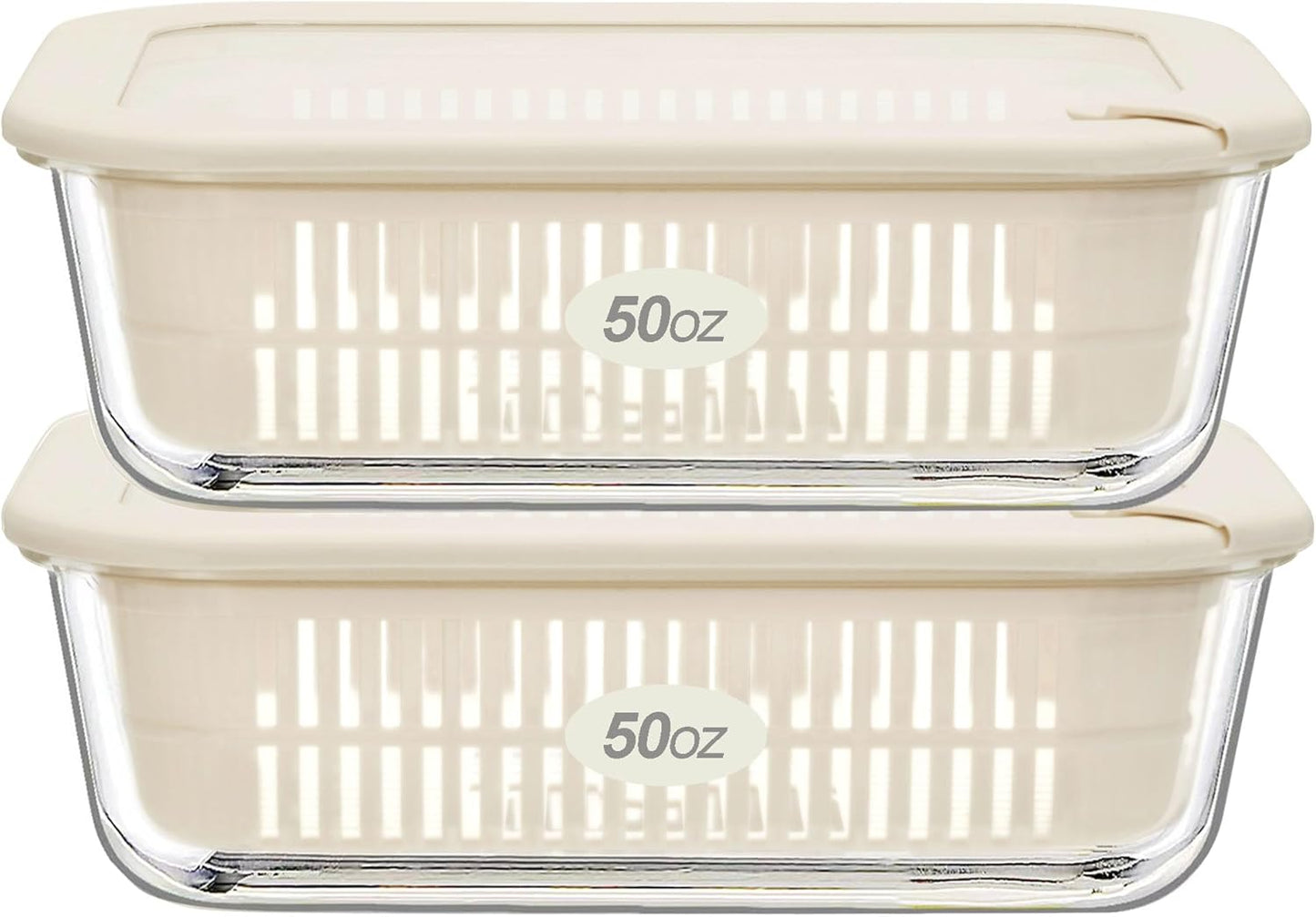 Urban Green Glass Food Storage Containers with Glass Lids, Microwave Safe Food Container Set, Aitight Meal Prep Container Set, BPA Free Colander, LeakProof, 2 Pack