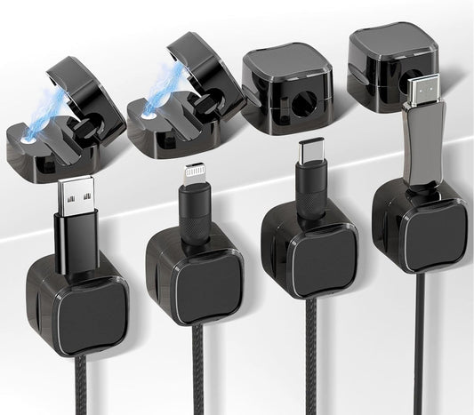 Generic 8 Pack Magnetic Cable Clips, Adjustable Magnetic Cord Organizer, Adhesive Magnetic Cord Holder for Desk, Home, Office, Car, Nightstand