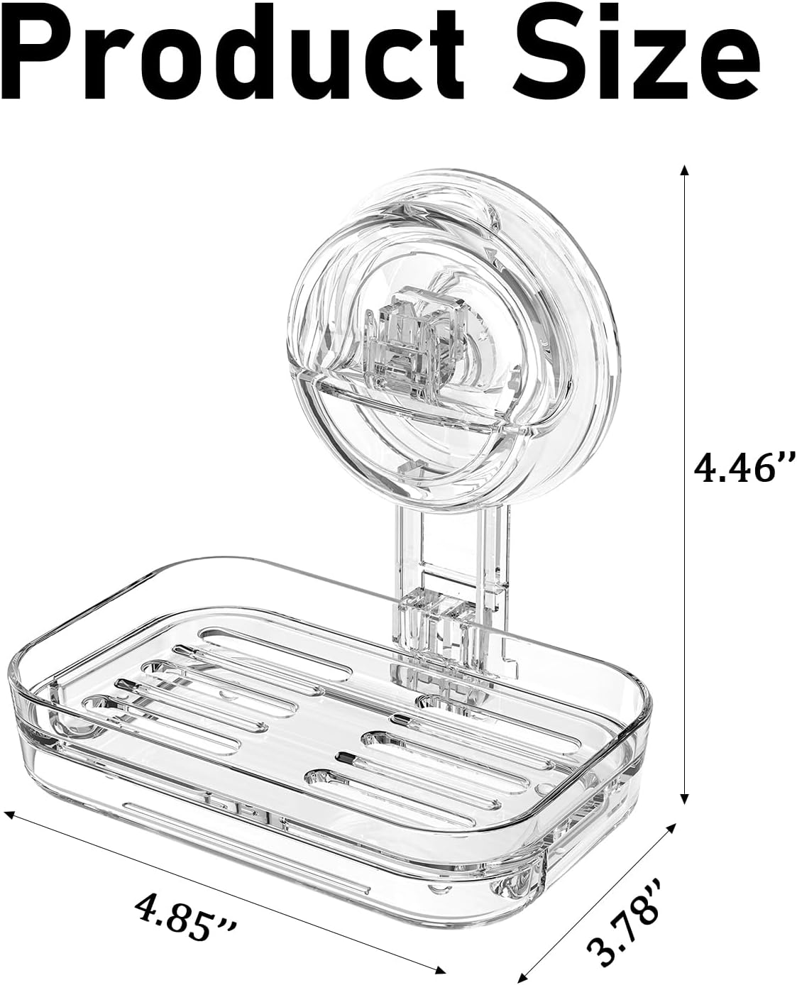 Soap Dish for Shower Clear Acrylic Soap Holder with Self-Draining Design No Drilling Required Strong Fixation for RV Bathroom and Kitchen Easy to Clean and Space Saving (Suction Cup)
