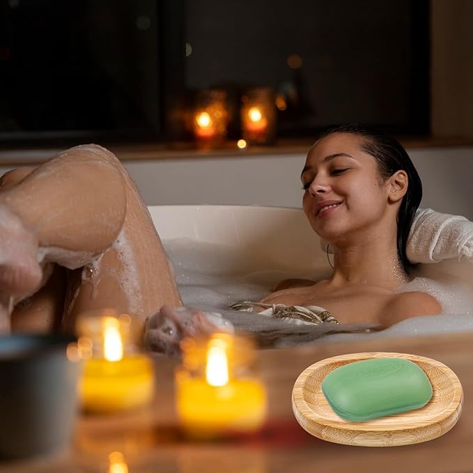 12 Pcs Bamboo Soap Dishes, Self-Draining Non-Slip Soap Saver, Wooden Soap Holder Tray, Shampoo Bar Holder for Bathroom, Kitchen (3 Size)