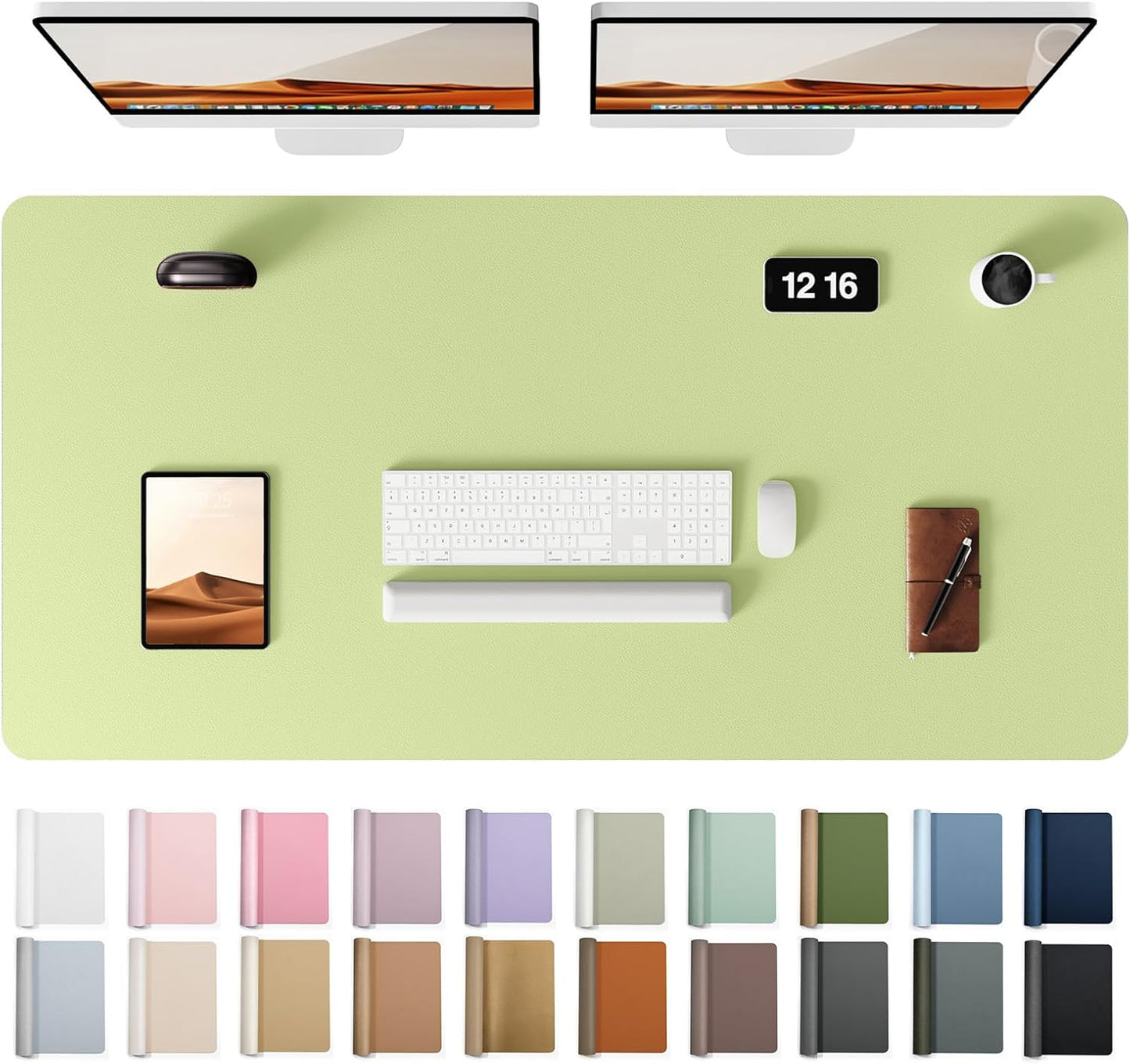 YSAGi Leather Desk Protector, Office Mat, Large Mouse Mat, Non-Slip PU Leather Blotter, Laptop Desk Pad, Waterproof Writing Pad for Office and Home (Peak Green, 47.2" x 23.6")