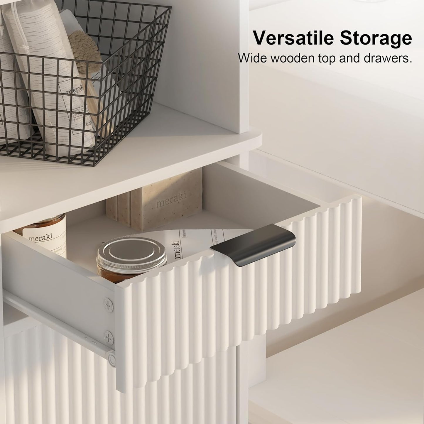 White Tilt Out Laundry Hamper Tall Bathroom Storage Cabinet Hidden Laundry Hamper Cabinet with Drawers and Baskets for Bathroom Hamper with Storage for Bedroom,16x16x59in