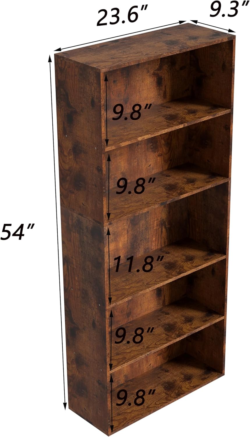 Wooden Cube Storage Organizer,Low Bookcase Storage Display Organizer (Brown, 5 Cube-W(23.6inch))