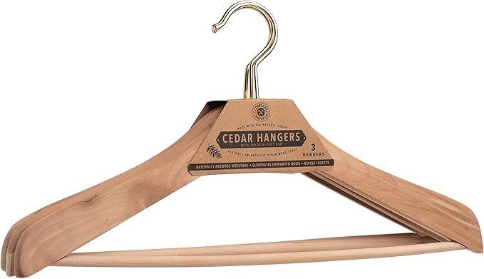 Cobbler's Choice Cedar Hanger (3-Pack), Naturally Absorbs Moisture, Eliminates Unwanted Odor, & More