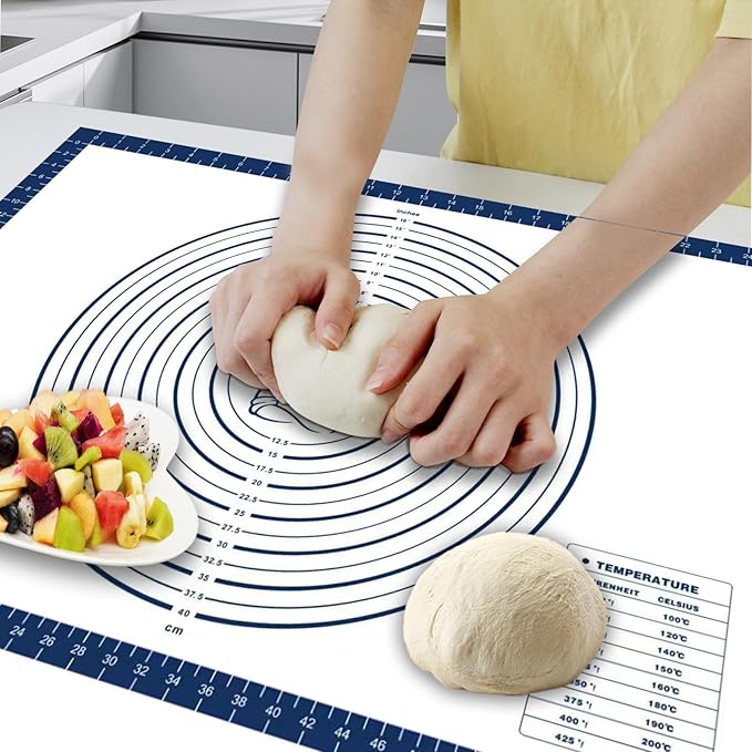 Dough Mat Silicone Baking Mats for Rolling Pastry Kneading Sheet Sourdough Bread Baking Supplies Blue