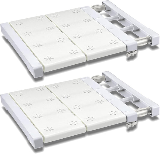 Gerrii 2 Pcs Closet Tension Shelf Rod Expandable Shelf Locker Organizer Adjustable Metal Storage Rack Scalable Layered Divider Separator for Cabinet Wardrobe Kitchen Bathroom (13.98''-24'')