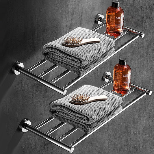 20 Inch Bathroom Towel Rack, Hotel Style Towel Racks for Bathroom Wall Mounted, Modern Towel Bar Rack, 2-Tier Towel Shelves, Polished Chrome