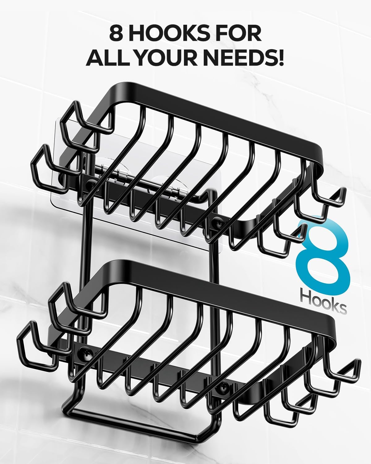 Nieifi Adhesive 2 Tier Bar Soap Holder, Stainless Steel for Shower Wall, Soap Dish for Bathroom, Black