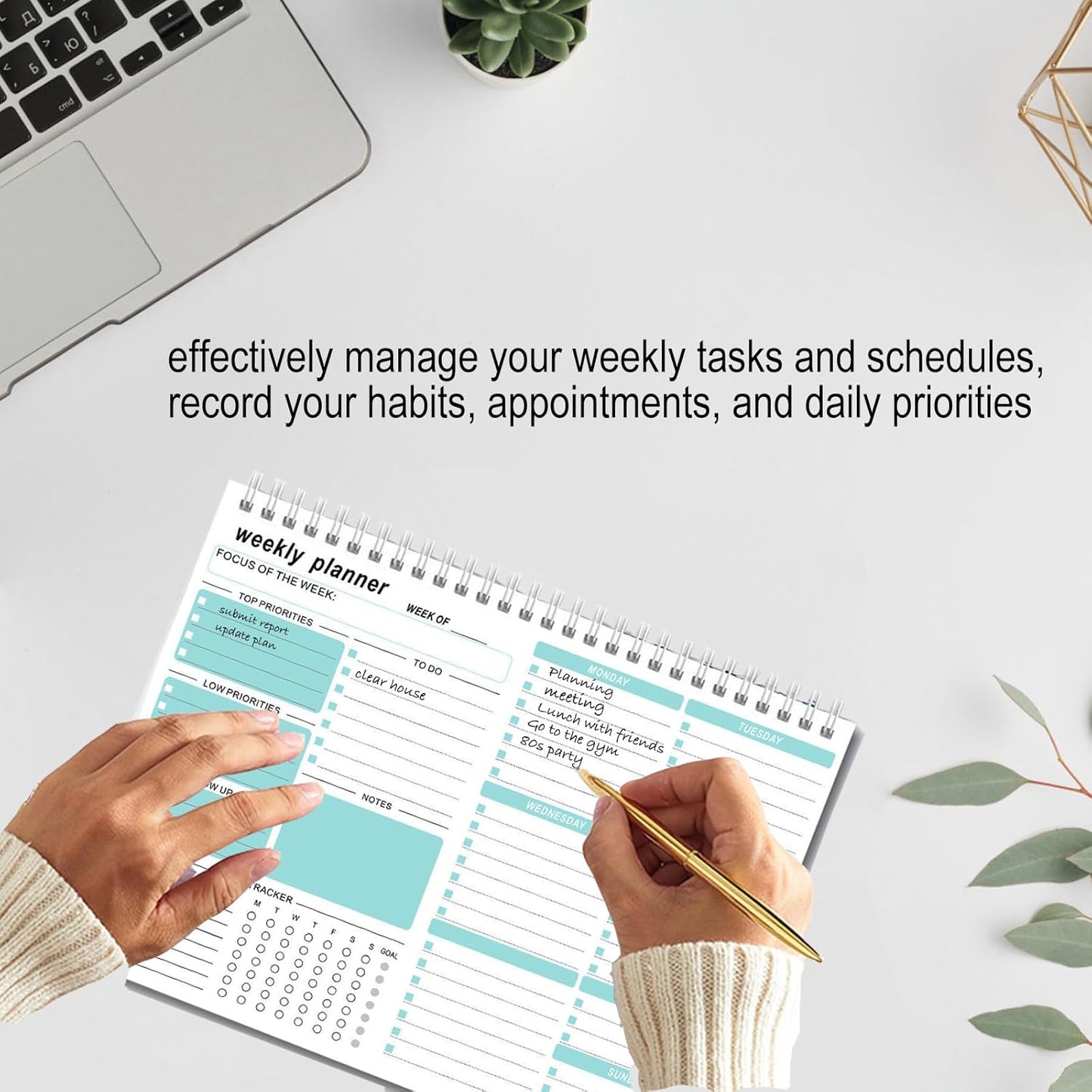 Weekly Planner, 7.5''x10.2'' Weekly To Do List Notepad, Undated Weekly Planner Notepad with 52 Tear Off Sheets Planner, Habit Tracker Productivity Organizer for Home School and Work